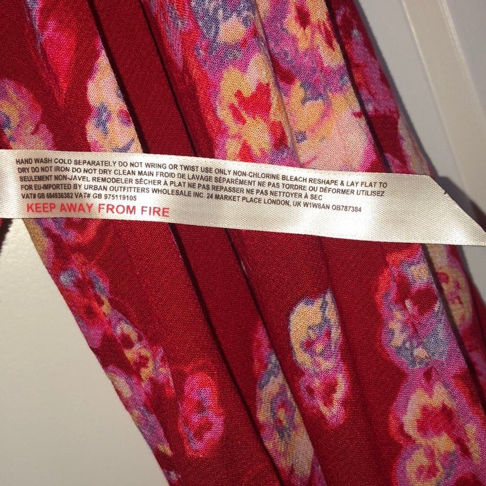 Free People Red Floral Body Suit Size Small - Picture 5 of 5